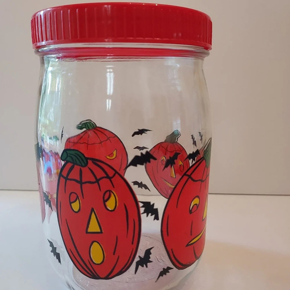 Vintage Glass Canister Pumpkins and Bats - Picture 3 of 10